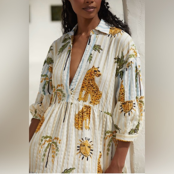 ‼️RARE‼️🎸ANTHROPOLOGIE🎸🔥NWT🔥Carolita Printed Tiered Shirt Dress (Artist Ed.)—XS - Picture 3 of 12